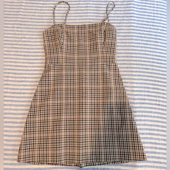 Wilfred New Classic mini dress, brown/tan plaid, 4 - Picture 2 of 3